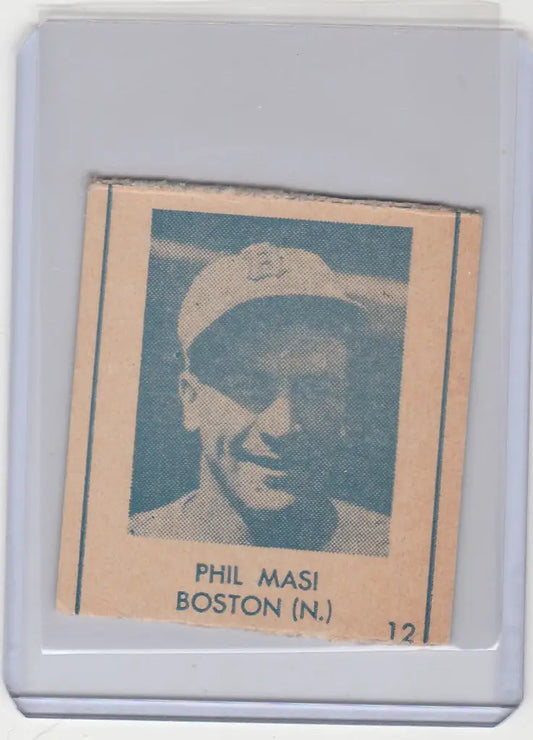Baseball card of Phil Masi Boston Braves from 1948 R346 Blue Tint collection