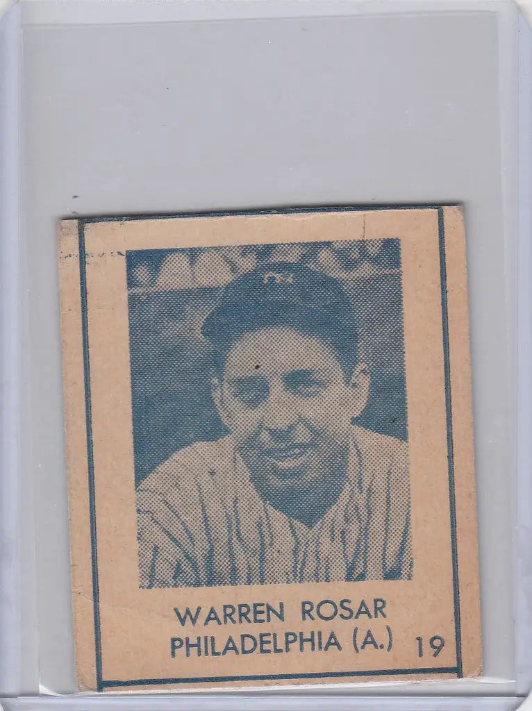 Vintage 1948 R346 Blue Tint Warren Rosar Philadelphia Athletics baseball card