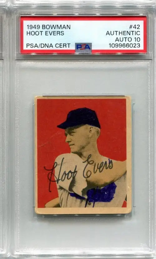 1949 BOWMAN Walter Hoot Evers #42 SIGNED PSA DNA MINT 10 Auto Detroit Tigers