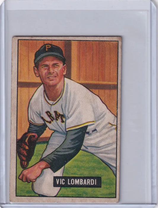 Vintage Vic Lombardi Baseball Card from 1951 Bowman, Pittsburgh Pirates RC