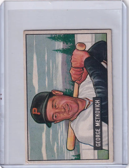 1951 Bowman Baseball #274 George Metkovich RC card featuring Pittsburgh Pirates player