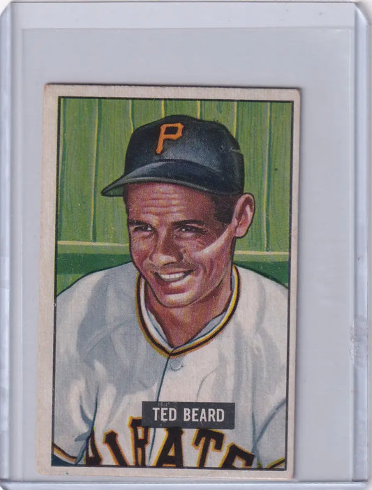 Ted Beard 1951 Bowman Baseball card featuring Pittsburgh Pirates rookie player