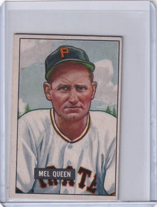 1951 Bowman Baseball #309 Mel Queen RC card featuring the Pittsburgh Pirates