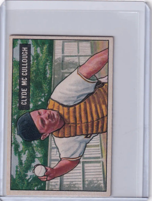 Vintage 1951 Bowman Baseball Card featuring Clyde McCullough of the Pittsburgh Pirates