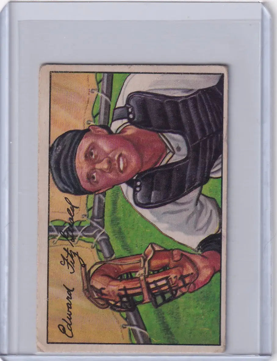 Vintage 1952 Bowman Baseball card of Ed Fitzgerald - Pittsburgh Pirates memorabilia