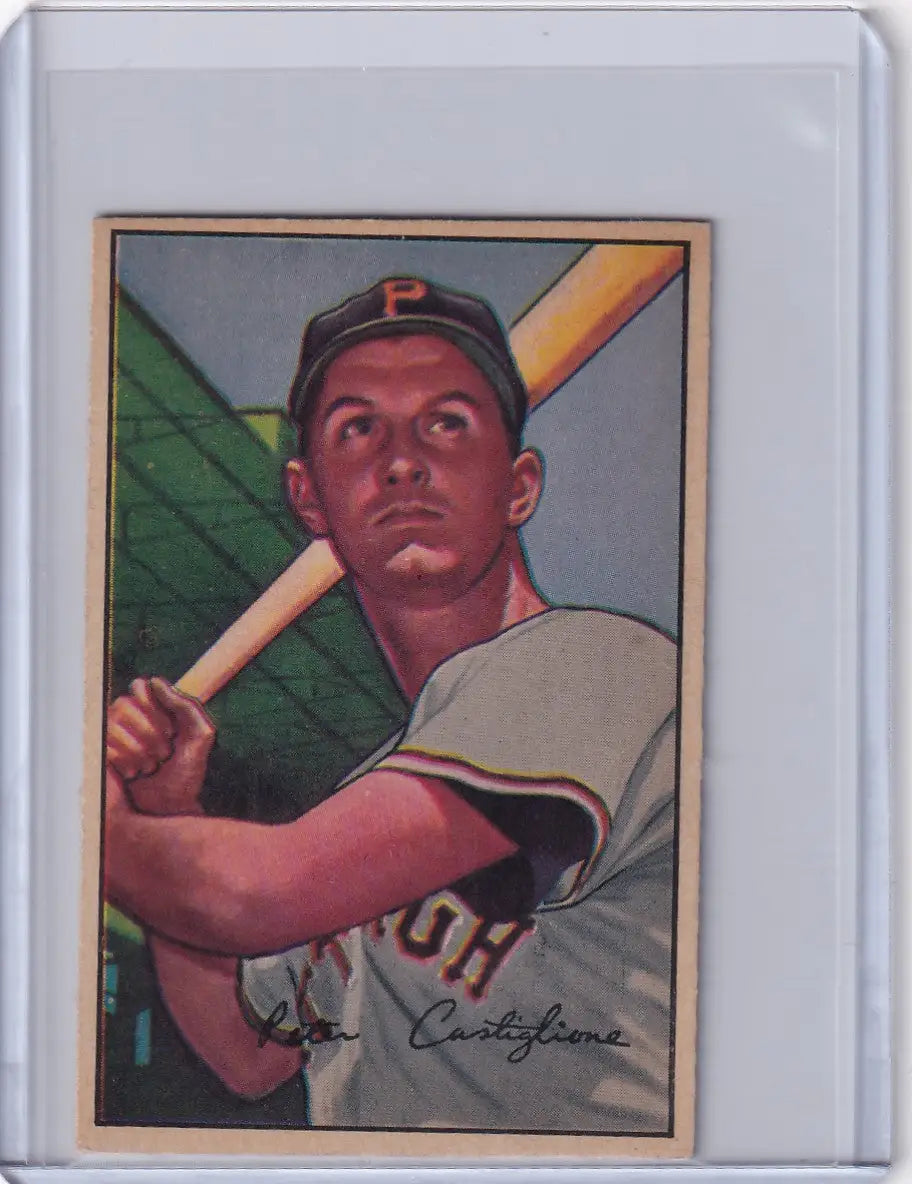 Baseball card of 1952 Bowman Baseball #47 Pete Castiglione, Pittsburgh Pirates collector’s item