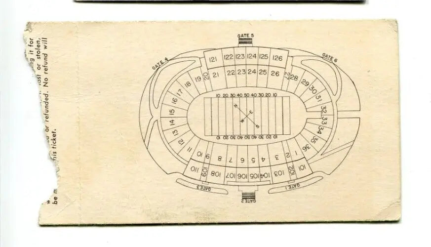 Vintage Cotton Bowl Game ticket stub featuring seating chart for Wildcats vs Horned Frogs