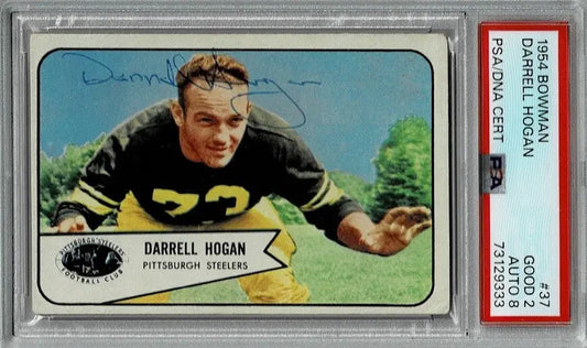 1954 Bowman Auto Card # 37 Darrell Hogan Pittsburgh Steelers PSA 2 DNA 8 Signed