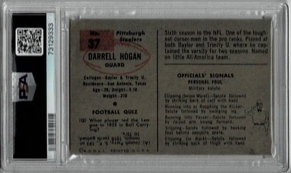 1954 Bowman Auto Card # 37 Darrell Hogan Pittsburgh Steelers PSA 2 DNA 8 Signed