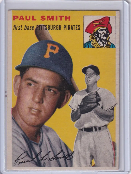 Vintage Paul Smith baseball card featuring Pittsburgh Pirates player in 1954 Topps RC