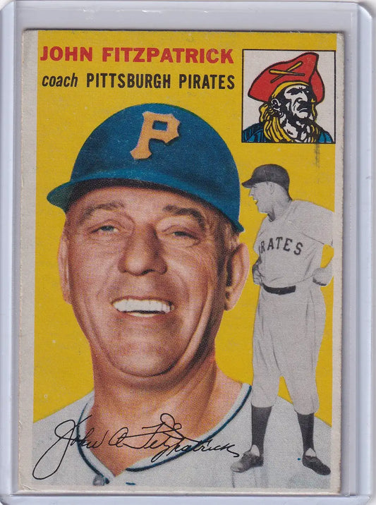 Vintage John Fitzpatrick baseball card from 1954 Topps featuring Pittsburgh Pirates