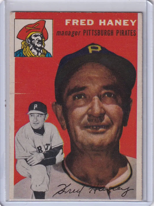 Vintage Fred Haney baseball card for the Pittsburgh Pirates, 1954 Topps #75
