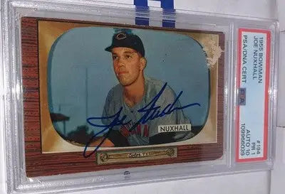1955 Bowman #194 Joe Nuxhall PSA 1 DNA 10 Signed Autograph Reds Card