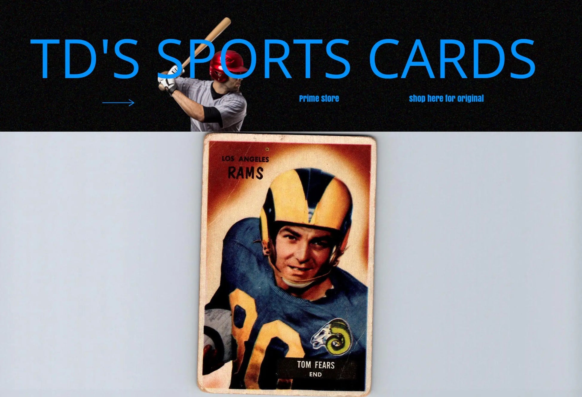 Vintage 1955 Bowman #43 Tom Fears trading card showcasing classic football memorabilia