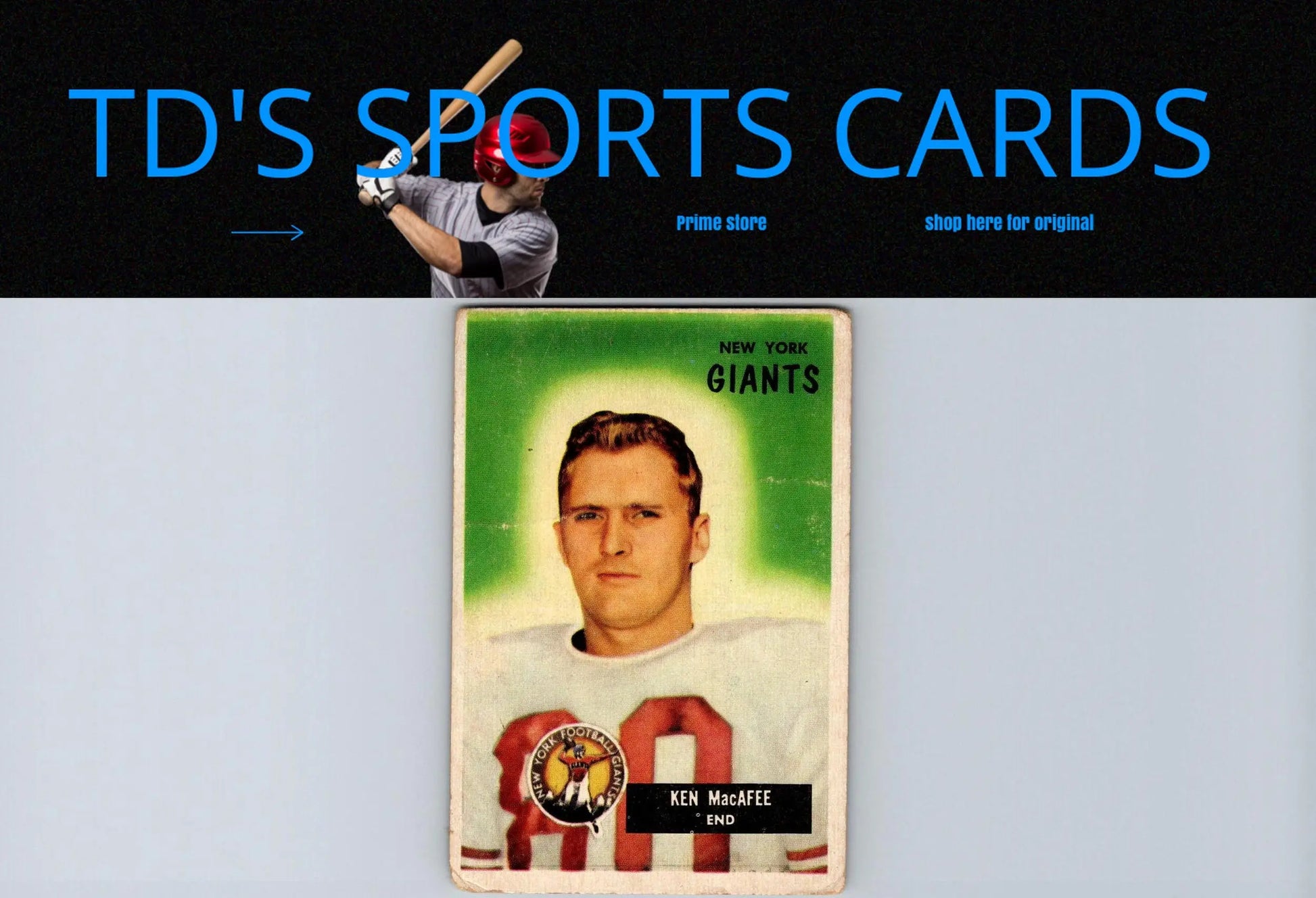 Vintage football card showcasing 1955 Bowman #60 Ken MacAfee trading card collectible
