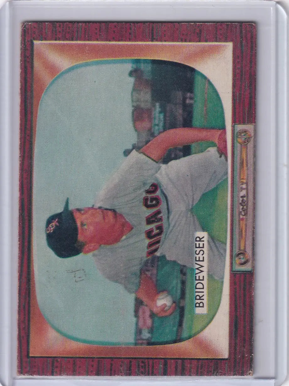 Baseball card featuring Jim Brideweser of the Chicago White Sox from Bowman Baseball series