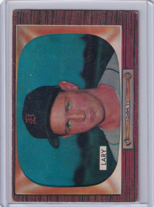 Vintage Bowman Baseball card featuring Frank Lary in Detroit Tigers uniform and Red Sox cap