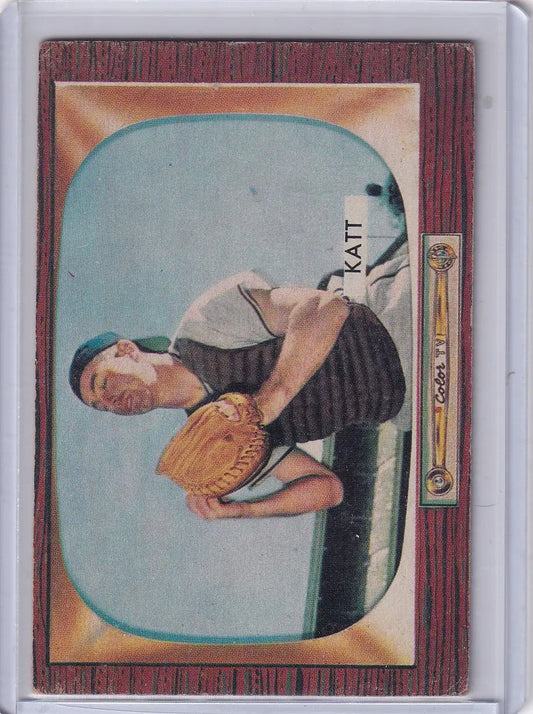 Vintage Bowman Baseball card featuring Ray Katt pitching for the New York Giants