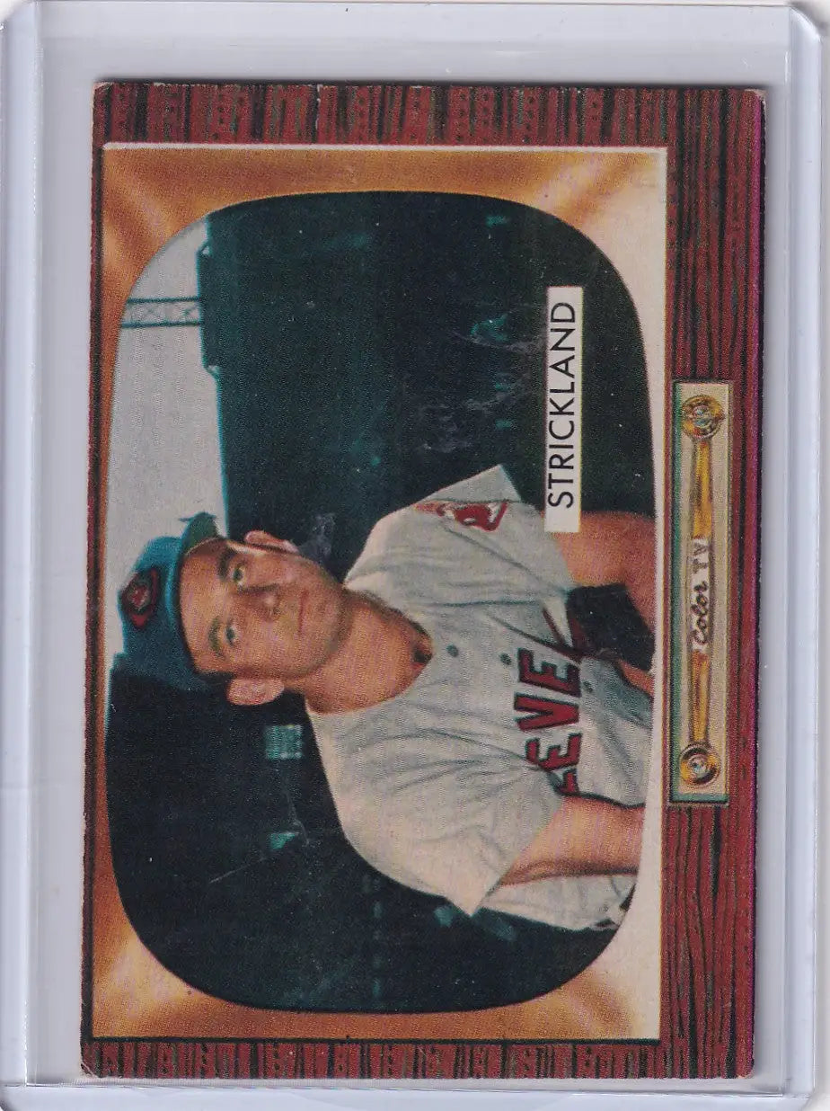 1955 Bowman Baseball card of George Strickland from Cleveland Indians