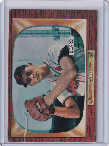 Worn Bowman baseball card of Ralph Beard, St. Louis Cardinals rookie keeper