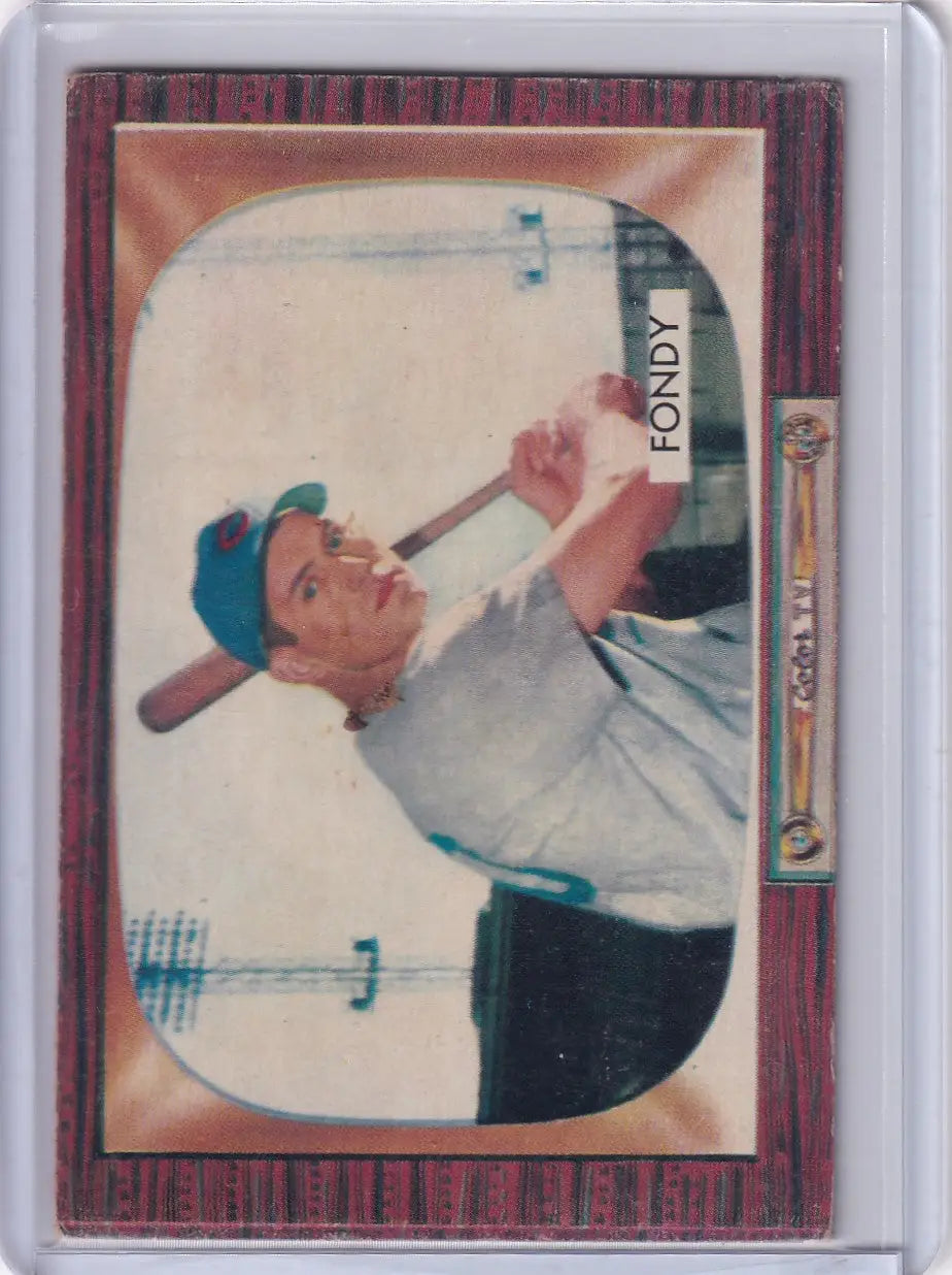 1955 Bowman Baseball card featuring Dee Fondy of the Chicago Cubs in batting stance
