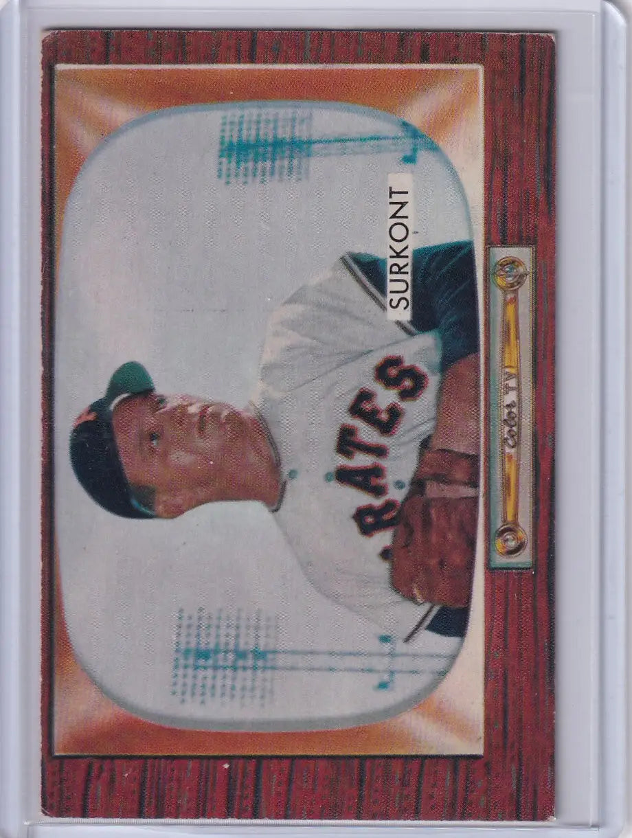 1955 Bowman Baseball card of Max Surkont from the Pittsburgh Pirates