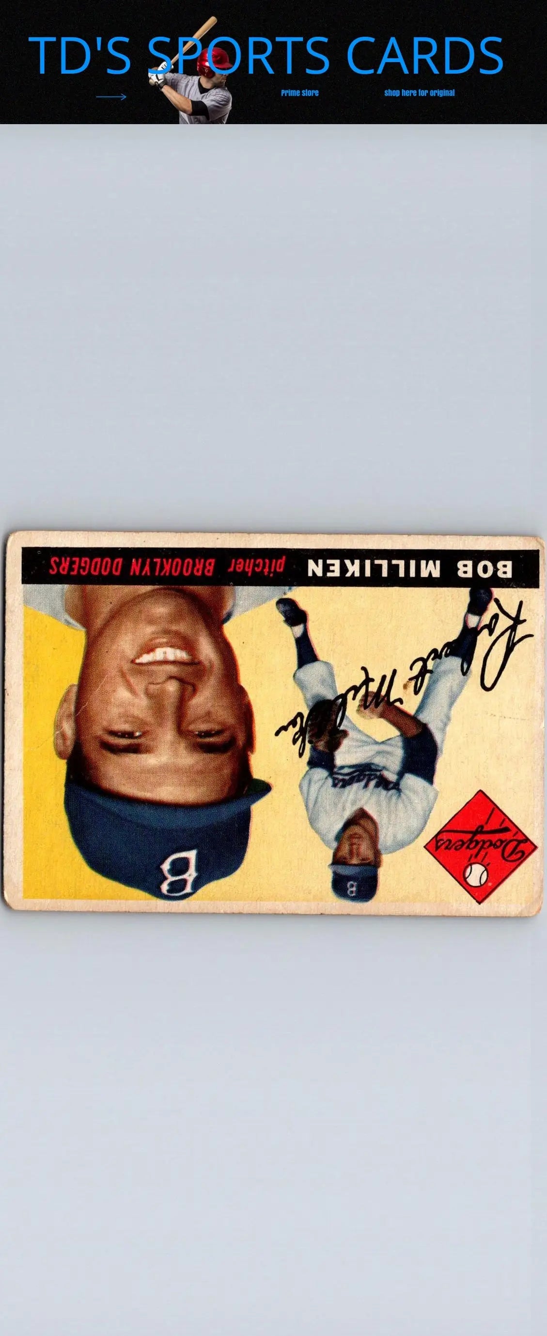 Vintage Baseball Card of 1955 Topps #111 Bob Milliken for Trading Cards Collection