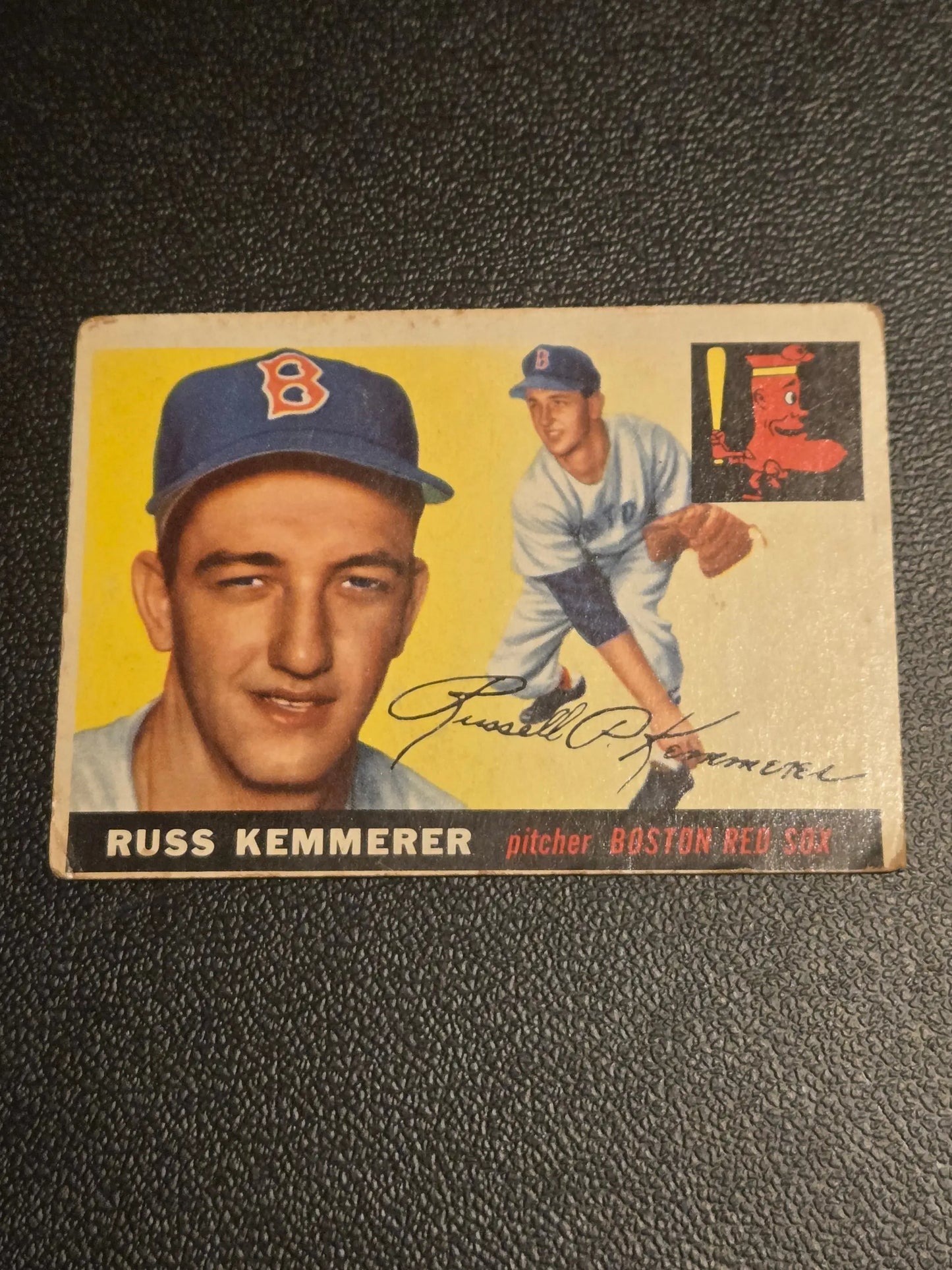 Vintage 1955 Topps Russ Kemmerer baseball card for Boston Red Sox collectible