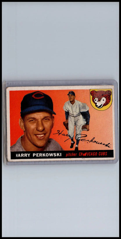 Vintage Harry Perkowski baseball card from 1955 Topps trading cards collection