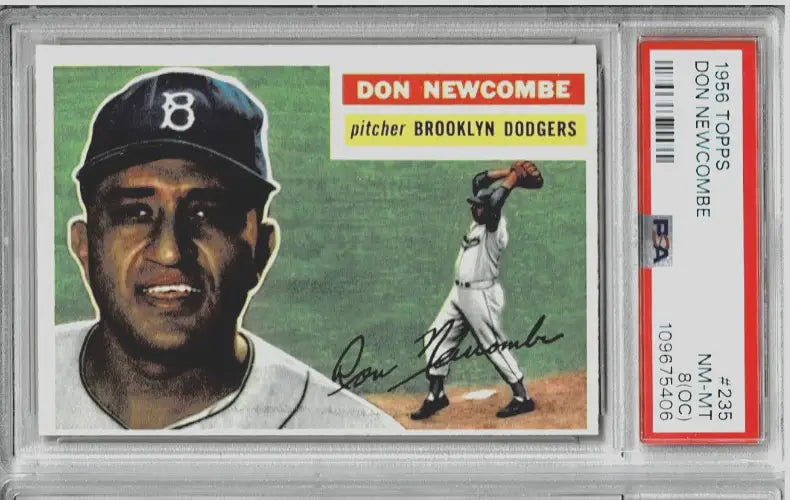 Graded 1956 Topps Don Newcombe Brooklyn Dodgers baseball card PSA 8 NM/MT