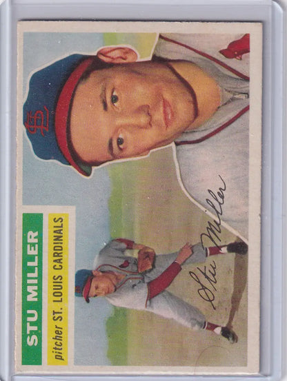 Baseball trading card of Stu Miller from the St. Louis Cardinals 1956 Topps #293