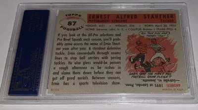 Ernie Stautner PSA graded football card from 1956 Topps series featuring Pittsburgh Steelers