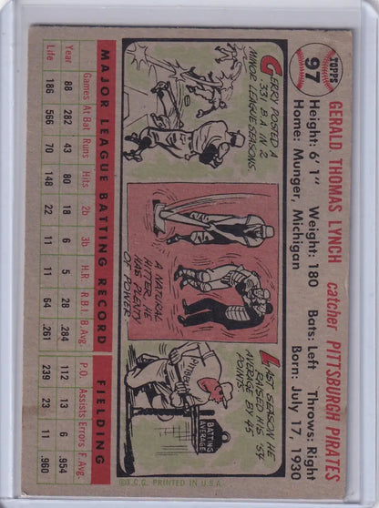 Vintage baseball card of Jerry Lynch - Pittsburgh Pirates from 1956 Topps set