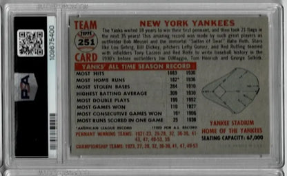 Graded 1971 Topps New York Yankees baseball card from the York Yankees team collection