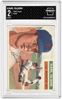 Graded 1956 Topps Karl Olson baseball card from Topps Karl Olson collection