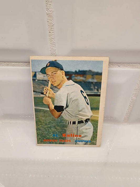 Vintage trading card featuring Al Kaline from 1957 Topps #125 in EX-NM condition