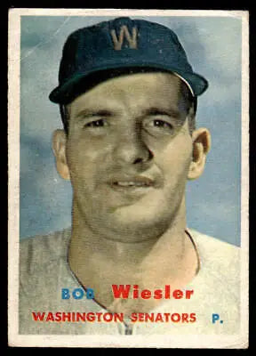 Vintage 1957 Topps #126 Bob Wiesler baseball card featuring Washington Senators player