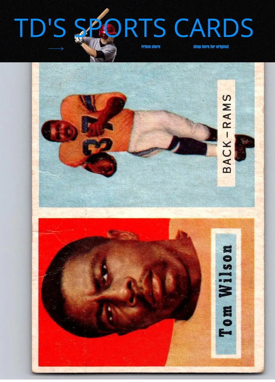 Vintage football trading card of Tom Wilson from 1957 Topps baseball cards collection