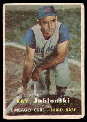 Vintage Ray Jablonski baseball card from 1957 Topps #218, a collector’s gem