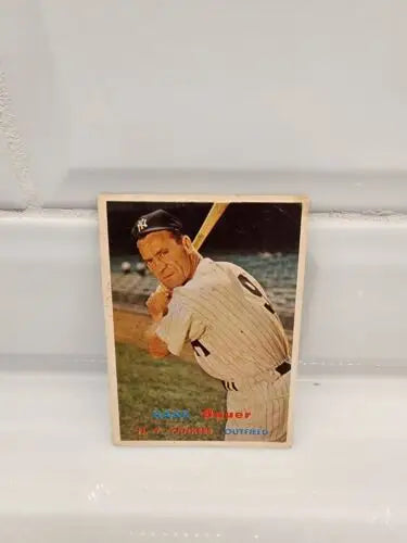 Vintage trading card featuring Hank Bauer from 1957 Topps series
