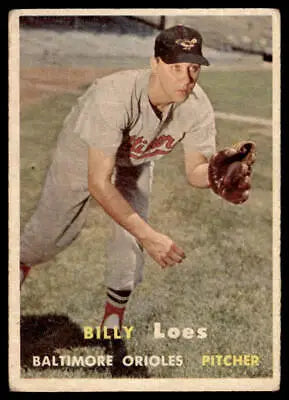 Vintage 1957 Topps #244 Billy Loes baseball card featuring Baltimore Orioles pitcher Billy Loes
