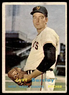 Vintage 1957 Topps #361 Curt Barclay baseball card featuring York Giants player
