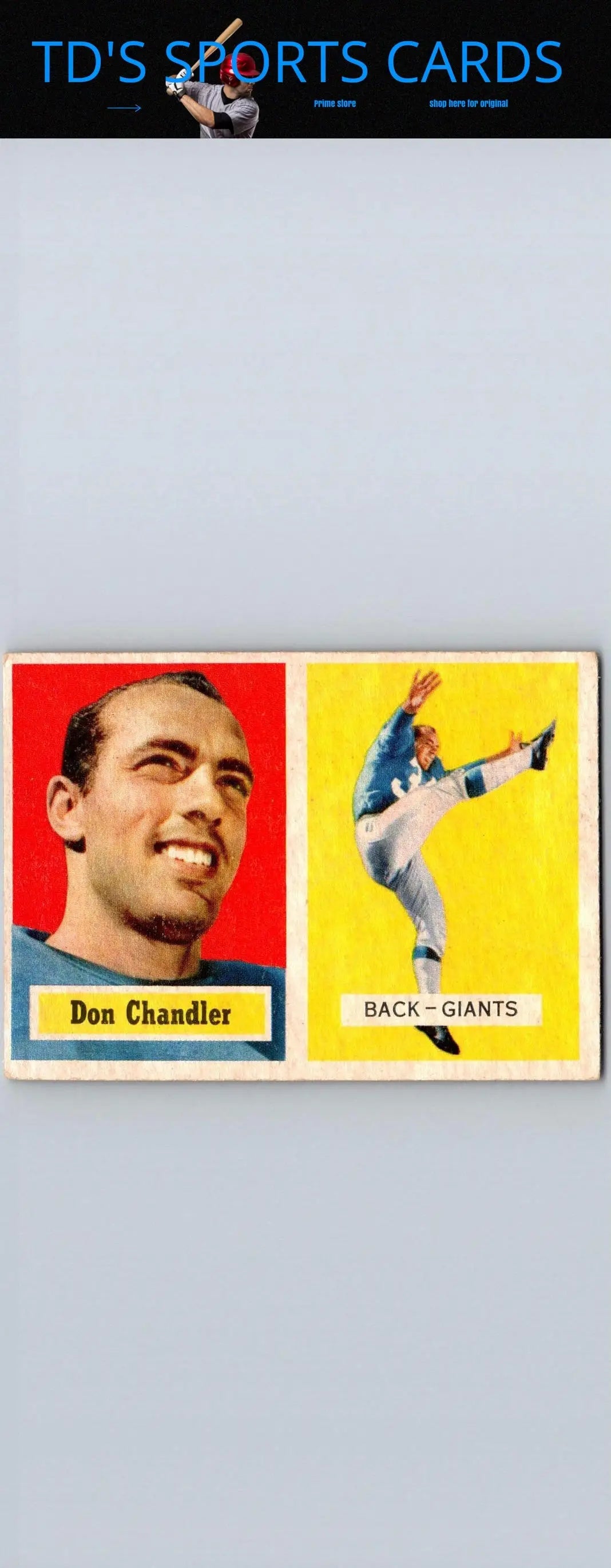 Vintage Don Chandler football card featured in the 1957 Topps Chuck Drazenovich trading card