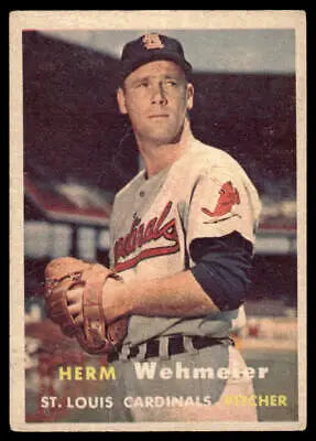 Vintage 1957 Topps #81 Herm Wehmeier baseball card showcasing collectible sports nostalgia