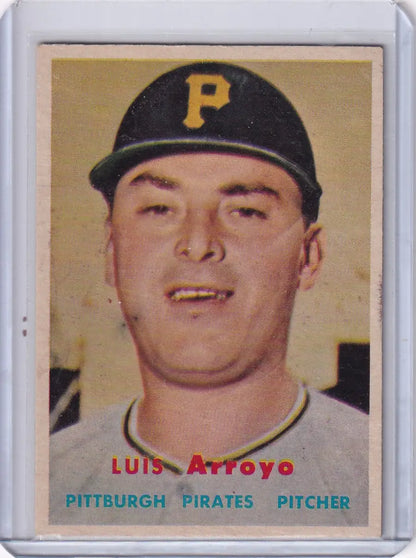 Vintage Topps baseball card of Luis Arroyo from the Pittsburgh Pirates team