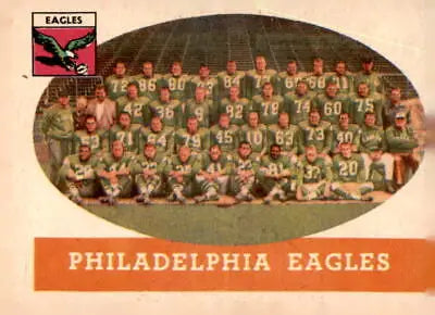 Vintage Philadelphia Eagles team photo on 1958 Topps #109 sports trading card