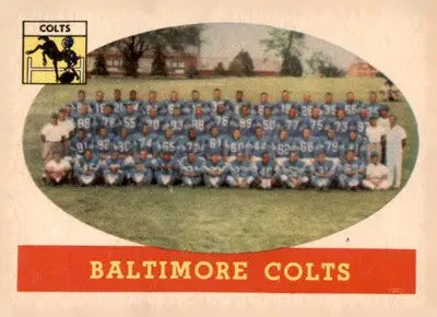 Vintage Baltimore Colts team photo from 1958 Topps trading cards collection