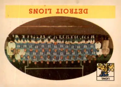 Detroit Lions football team photo on 1958 Topps #115 Lions football card