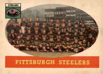 Vintage Pittsburgh Steelers team photo on 1958 Topps #116 Pittsburgh Steelers trading card