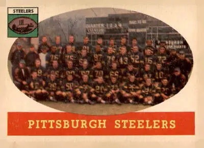 Vintage Pittsburgh Steelers team photo on 1958 Topps trading card Pittsburgh Steelers trading